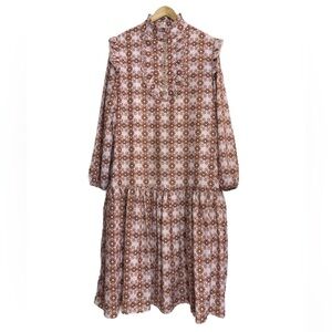 Paper Parachute vintage pink mod floral print long sleeve maxi dress